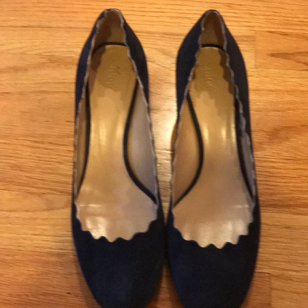 Navy CHLOE Suede Scalloped Accent Pump 9